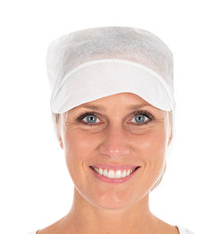 Bonnet « Eco » avec visière (cheveux longs) PP, blanc