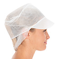 HygoNorm Bonnet « Eco » avec visière (cheveux longs) PP, blanc