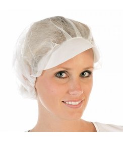 Filet à cheveux bouffant avec visière en PP, blanc