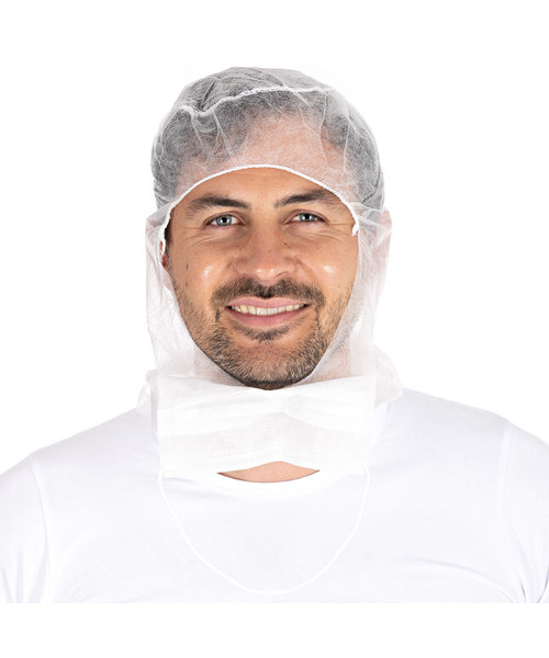 HygoNorm Bonnet Astro « Eco » avec masque buccal à deux couches en polypropylène, blanc