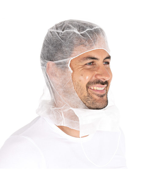 HygoNorm Bonnet Astro « Eco » avec masque buccal à deux couches en polypropylène, blanc