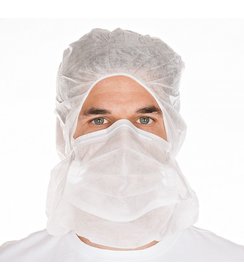 Astro haarmuts met 2 laags mondmasker SMS, wit