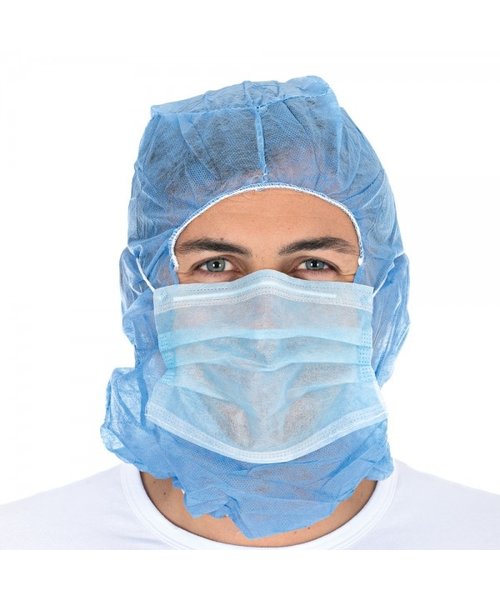 HygoStar Astro haarmuts met 2 laags mondmasker SMS, blauw