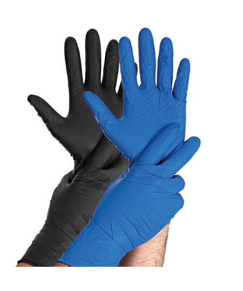 HygoStar Gants en nitrile POWER GRIP LONG sans poudre, couleur noire