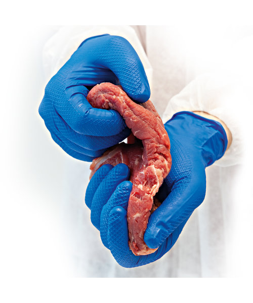 HygoStar Gants en nitrile POWER GRIP sans poudre, couleur bleue