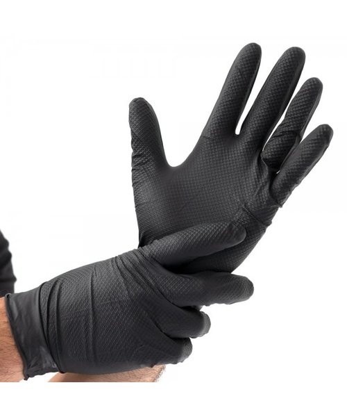 HygoStar Gants en nitrile POWER GRIP sans poudre, couleur noire
