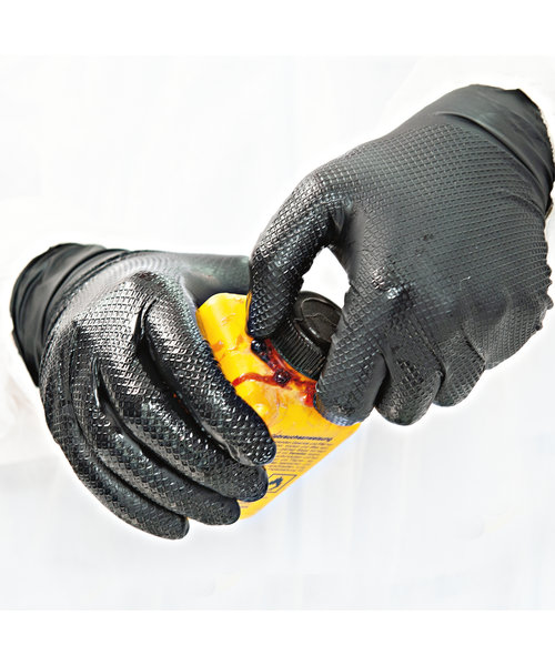 HygoStar Gants en nitrile POWER GRIP sans poudre, couleur noire