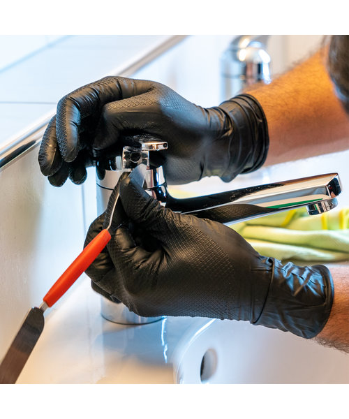 HygoStar Gants en nitrile POWER GRIP sans poudre, couleur noire