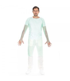 Blouse de laboratoire CPE avec ouverture pour le pouce, verte ~50 my