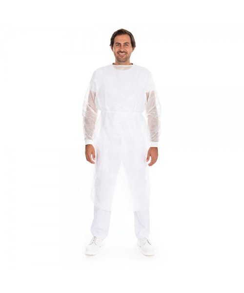 HygoStar Toga en PP/PE avec cordons au cou et aux poignets, blanc