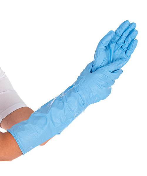 HygoStar Gants en nitrile EXTRA SAFE SUPERLONG (50 cm) - Bleu