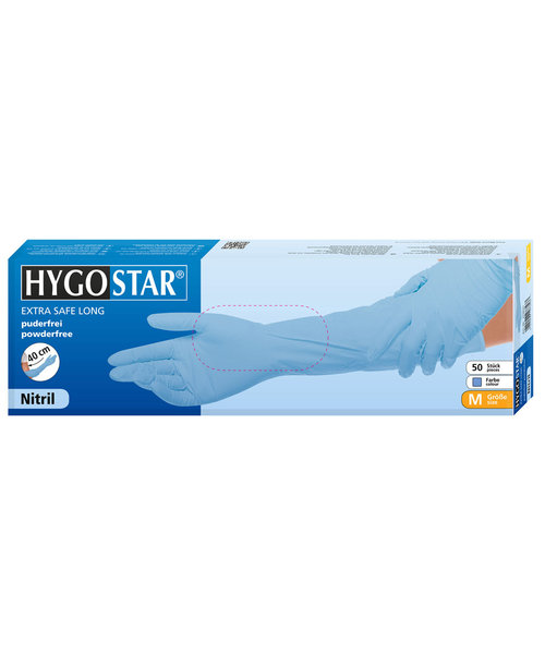 HygoStar Nitril Handschoenen EXTRA SAFE SUPERLONG (50 cm) blauw