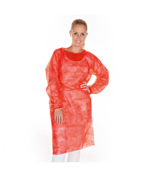 HygoStar Blouse d'hôpital avec élastiques PP, rouge