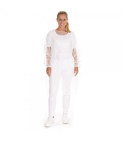 Blouse d'hôpital avec élastiques PP, blanche