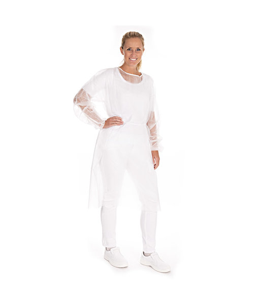 HygoStar Blouse pour patients avec élastiques PP, blanche