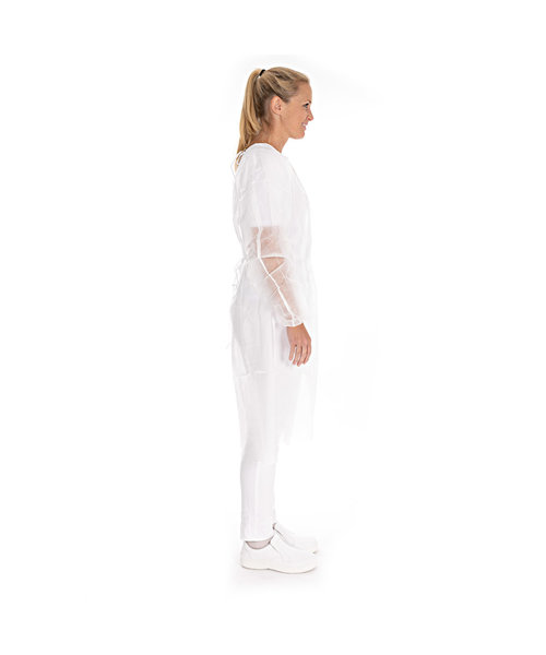 HygoStar Blouse pour patients avec élastiques PP, blanche