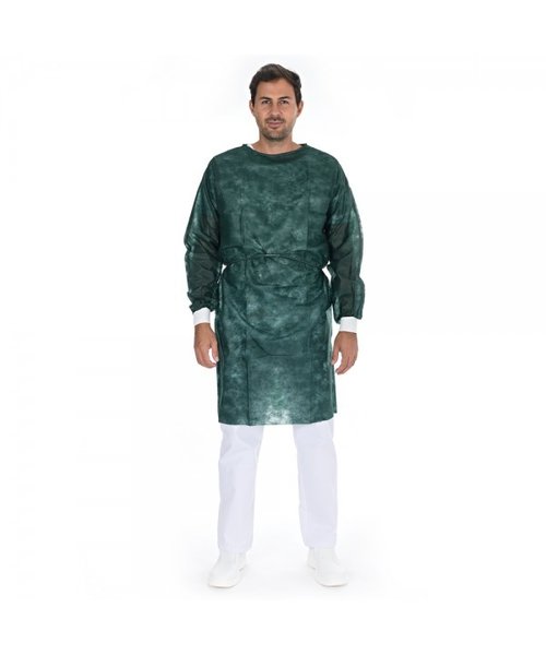 HygoStar Blouse d'hôpital avec poignets tricotés PP (115 x 140 cm), vert foncé