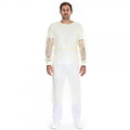 HygoStar Blouse pour patients avec revêtement PP/PE et poignets, jaune
