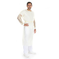 HygoStar Blouse pour patients avec revêtement PP/PE et poignets, jaune