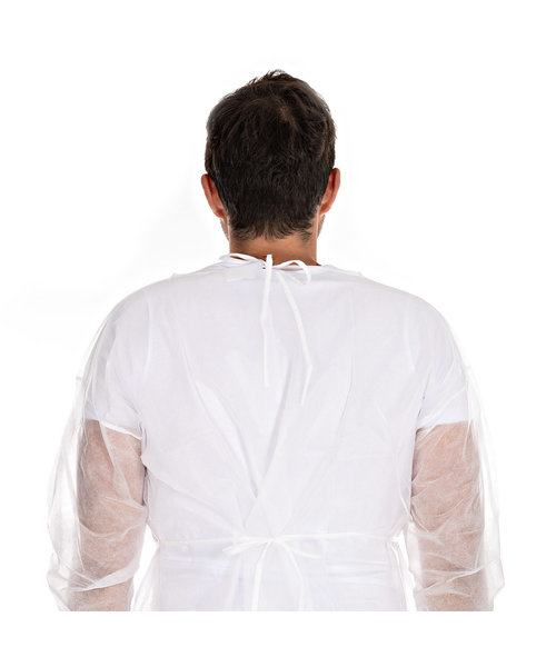 HygoStar Blouse patient « Eco » avec poignets tricotés PP, blanche