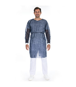 Blouse patient « Eco » avec poignets tricotés PP, bleue