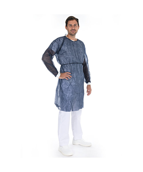 HygoStar Blouse patient « Eco » avec poignets tricotés PP, bleue