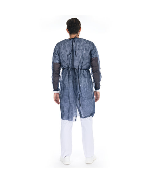 HygoStar Blouse patient « Eco » avec poignets tricotés PP, bleue