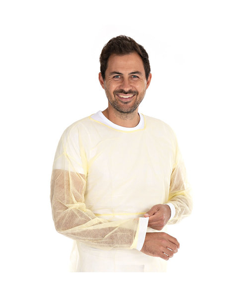 HygoStar Blouse patient « Eco » avec poignets tricotés PP, jaune