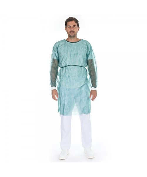 HygoStar Blouse patient « Eco » avec poignets tricotés PP, verte