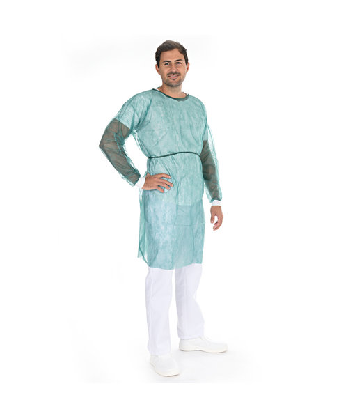 HygoStar Blouse patient « Eco » avec poignets tricotés PP, verte