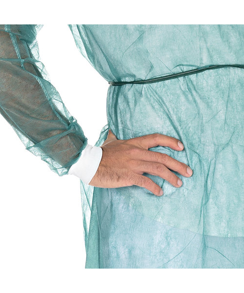 HygoStar Blouse patient « Eco » avec poignets tricotés PP, verte