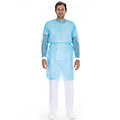 HygoNorm Blouse patient « Light » avec poignets tricotés SMS, bleue