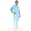 HygoNorm Blouse patient « Light » avec poignets tricotés SMS, bleue
