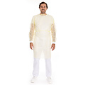 HygoStar Blouse pour patients avec fermeture velcro, PP/revêtement PE, jaune