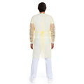 HygoStar Blouse pour patients avec fermeture velcro, PP/revêtement PE, jaune