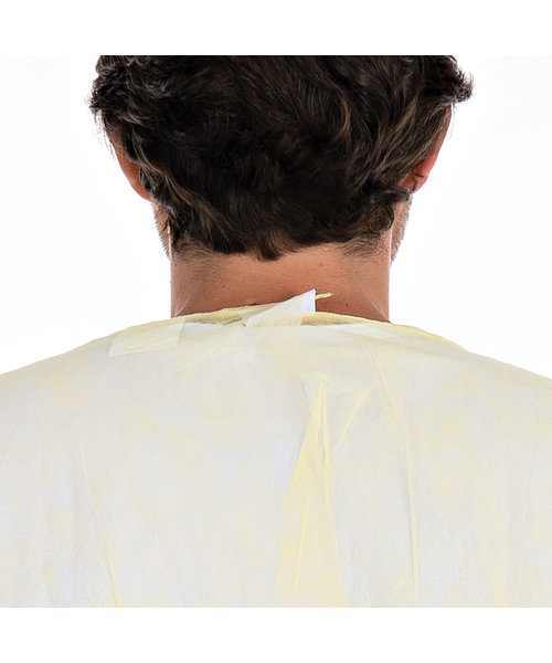 HygoStar Blouse pour patients avec fermeture velcro, PP/revêtement PE, jaune