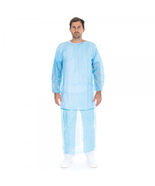 HygoStar Blouse patient « Duo » avec perforations PP/PE, blanc-bleu