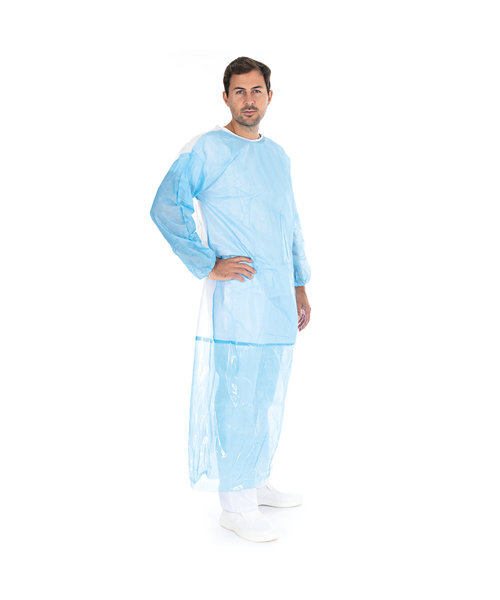 HygoStar Blouse patient « Duo » avec perforations PP/PE, blanc-bleu
