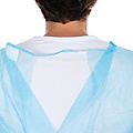HygoStar Blouse pour patients à col fermé, PP/revêtement PE bleu