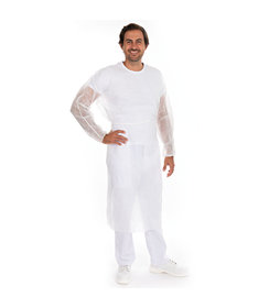 Blouse pour patients à col fermé, PP/revêtement PE blanc