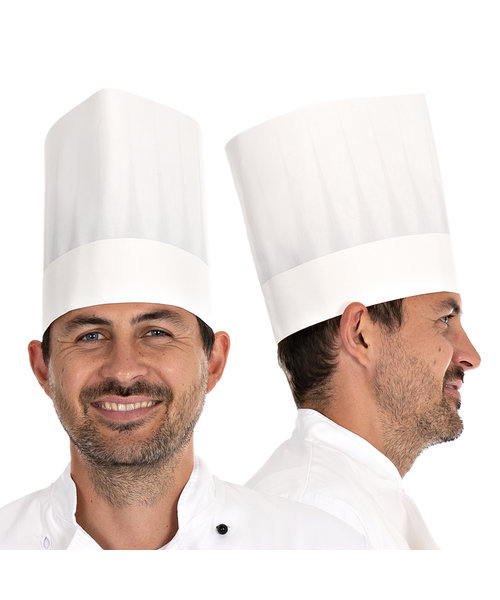HygoStar Toque de chef « Original » en papier absorbant, sans couronne, blanche (21 cm)