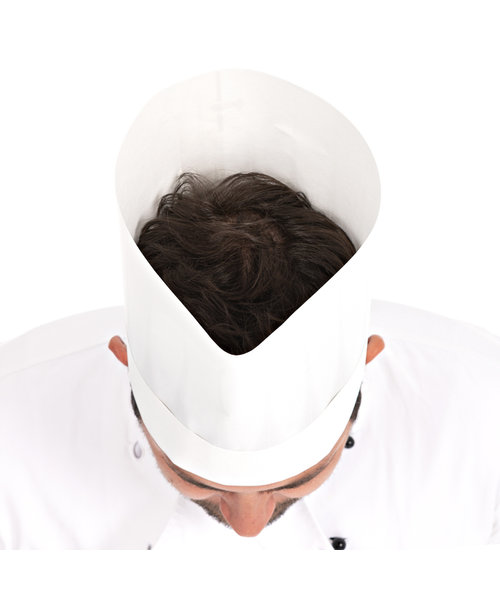 HygoStar Toque de chef « Original » en papier absorbant, sans couronne, blanche (21 cm)