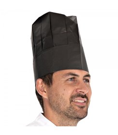 Toque de chef ovale « Excellent » en papier noir (22 cm)