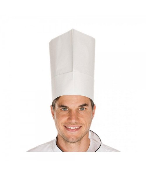 HygoStar Toque de chef « Variable » en papier crépon, sans couronne, blanche (22 cm)