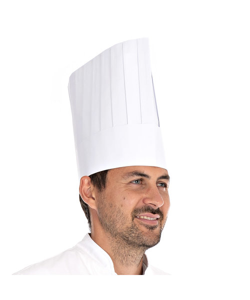 HygoStar Toque de chef « Le Chef » en papier avec bandeau anti-transpiration blanc (30 cm)
