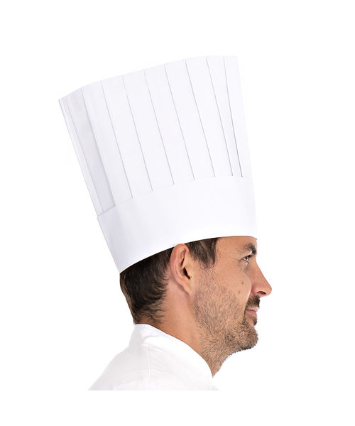 HygoStar Toque de chef « Le Chef » en papier avec bandeau anti-transpiration blanc (30 cm)