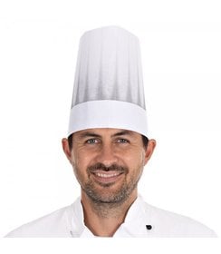 Toque de chef « Extra » en viscose, ouverte, sans couronne, blanche (22 cm)