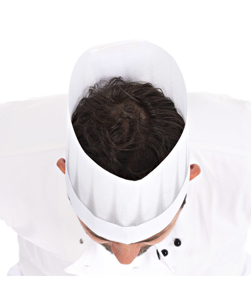 HygoStar Toque de chef « Extra » en viscose, ouverte, sans couronne, blanche (22 cm)