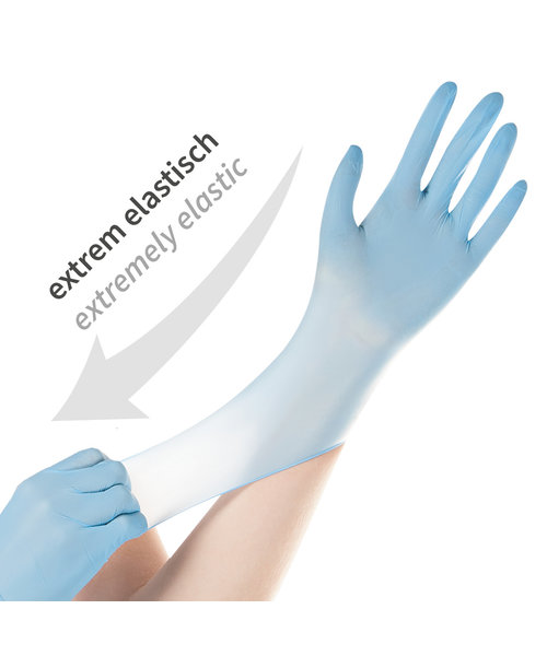 HygoStar Gants en nitrile SAFE SUPER STRETCH sans poudre, bleus