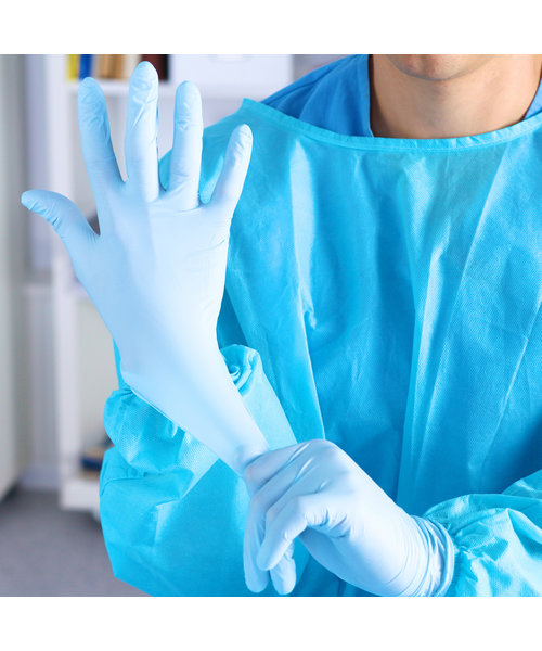 HygoStar Gants en nitrile SAFE SUPER STRETCH sans poudre, bleus